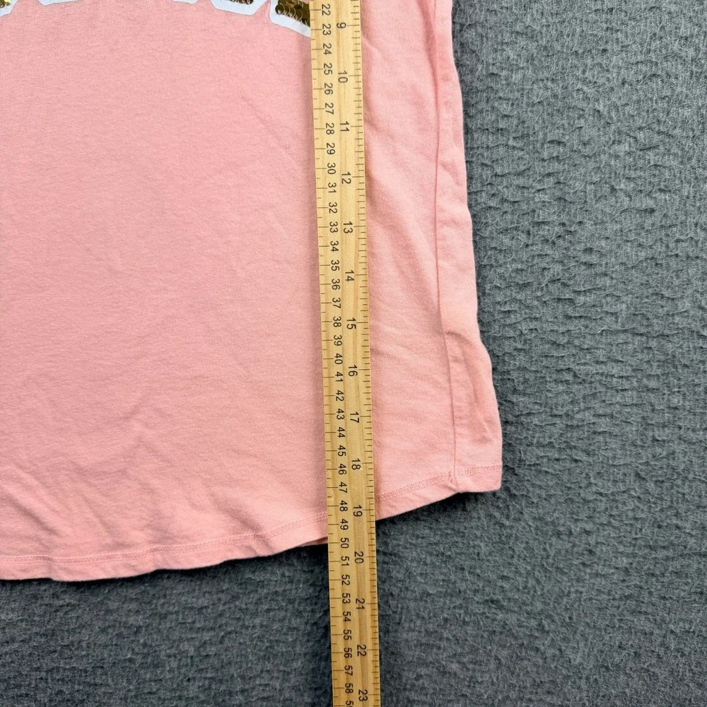 Justice Girls Size 8 Pink Flip Sequin Short‎ Sleeve Ringer Tee Shirt